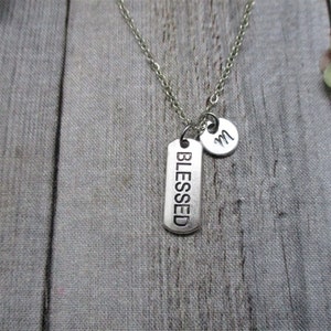 Collar Bendito Collar Motivacional Personalizado Carta Estampada a Mano Inicial Bendita Joyas Regalos para Ella