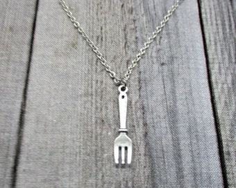 Fork Necklace, Food Necklace, Fork Jewelry, Utensil Necklace, Kitchen Necklace, Cook Gift, Foodie Gifts, Cooking Necklace