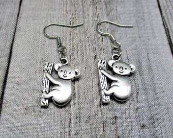 Koala Earrings, Hooks Or Clip Ons Gifts Animal Jewelry