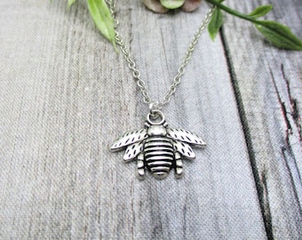 Bee Necklace Bee Charm Necklace Queen Bee Jewelry Gardening Gifts For Her Bee Gift