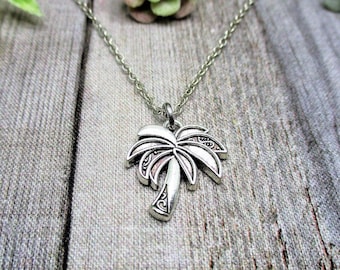 Palm Tree Necklace Palm Tree Charm Necklace Gifts For Her / Him Palm Tree Jewelry Plant Jewelry