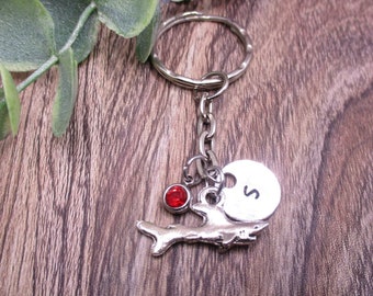 Shark Keychain Initial Keychain  Personalized Gifts Birthstone Ocean Keychain Gifts For Her / Him