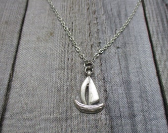 Silver Boat Necklace, Silver Sailboat Necklace, Boat Jewelry, Choose Your Chain Nautical Necklace, Nautical  Jewelry