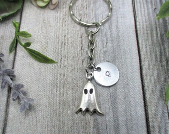 Ghost Keychain Personalized Keychain Inital Keychain  Spooky Gifts For Her / Him