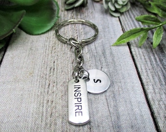 Inspire Keychain Motivational Keychain Personalized Handstamped  Gift Custom Gifts For Her / Him