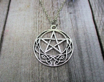 Pentacle Necklace With Celtic Knots Necklace Gifts For Her Pentagram Necklace Witch Jewelry Gifts