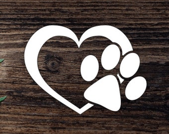 Vinyl Heart Paw Decal  For Water Bottle, Laptop, Car, Tumbler Cup Pet Lovers Decal Paw Pad Love Toe Bean Decal