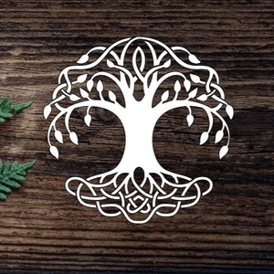 Calcomanía de vinilo con el árbol de la vida celta para botella de agua, taza, portátil, coche, nudo celta, regalo para amantes de los árboles.