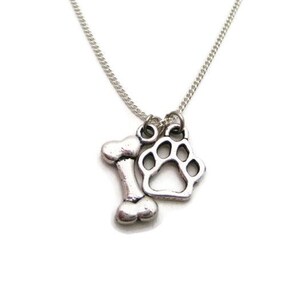 Dog Paw And Bone Necklace Paw Print   Pet Lover Gifts For Her/ Him   Dog Paw Jewelry, Pet Parent Gifts