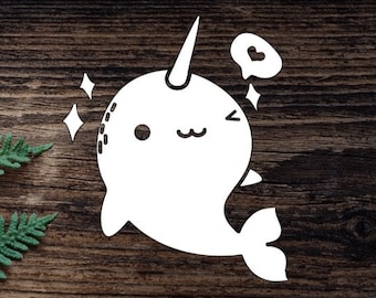 Vinyl Narwhal Decal For Water Bottle Narwhal Sticker Cup Sticker Laptop Decal Car Decal