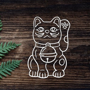 Vinyl Maneki Neko Decal For Water Bottle Kawaii Sticker Cup Sticker Laptop Decal Car Lucky Cat Decal