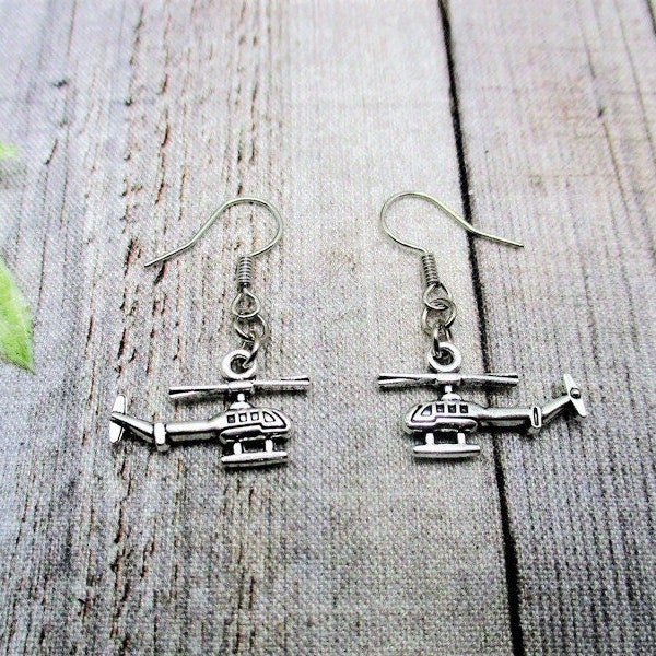 Helicopter Earrings Dangle Helicopter Jewelry Flight Earrings Flight Jewelry