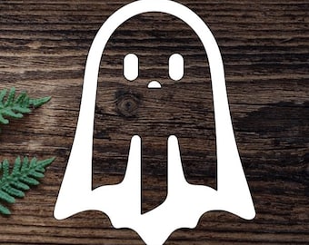 Sad Ghost Decal Ghost Vinyl Halloween Decal For Water Bottle Ghost Sticker Cup Sticker Laptop Decal Car Decal Tumbler Spooky Gifts