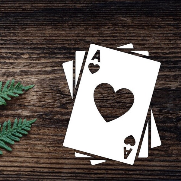 Vinyl Playing Card Decal Ace Of Hearts Vinyl Decal For Water Bottle Sticker Cup Sticker Laptop Decal Car Decal Tumbler