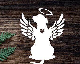 Memorial Dog Decal Angel Dog Vinyl Decal For Bumper Sticker, Laptop, Cars, Tumbler Cup, Mug, and More