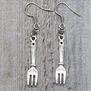 Fork Earrings Food Jewelry, Hooks Or Clip On Fork Jewelry Gifts For Her