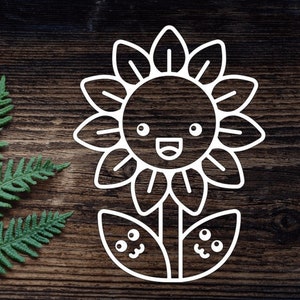 Vinyl Sunflower Decal For Water Bottle Kawaii Sticker Cup Sticker Laptop Decal Car Kawaii Sunflower Decal