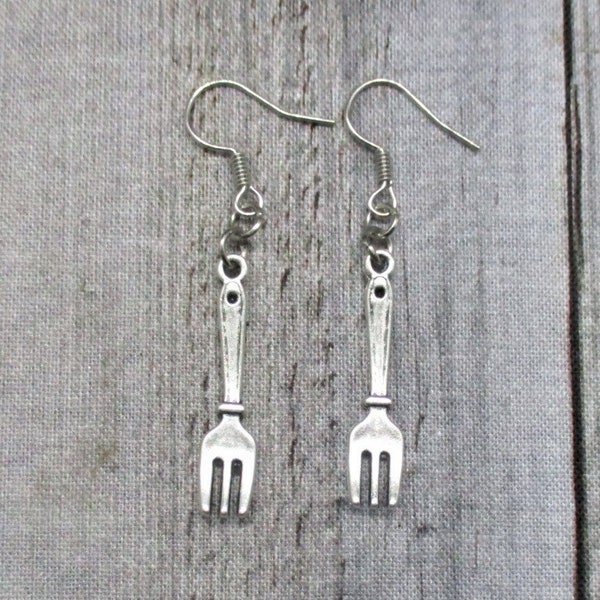 Fork Earrings Food Jewelry, Hooks Or Clip On Fork Jewelry Gifts For Her