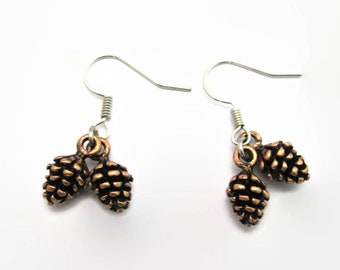 Tiny Pinecone Earrings  Pine Cone Earrings  Pinecone Jewelry Pine Cone Jewelry Woodland Earrings Forest Earrings Forest Jewelry Womans Gift