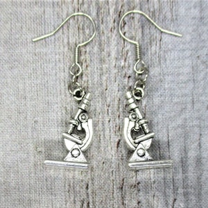 Microscope  Earrings Science Earrings STEM  Earrings Biology Earrings Chemistry Earrings Microscope Jewelry Science Jewelry Science Gifts