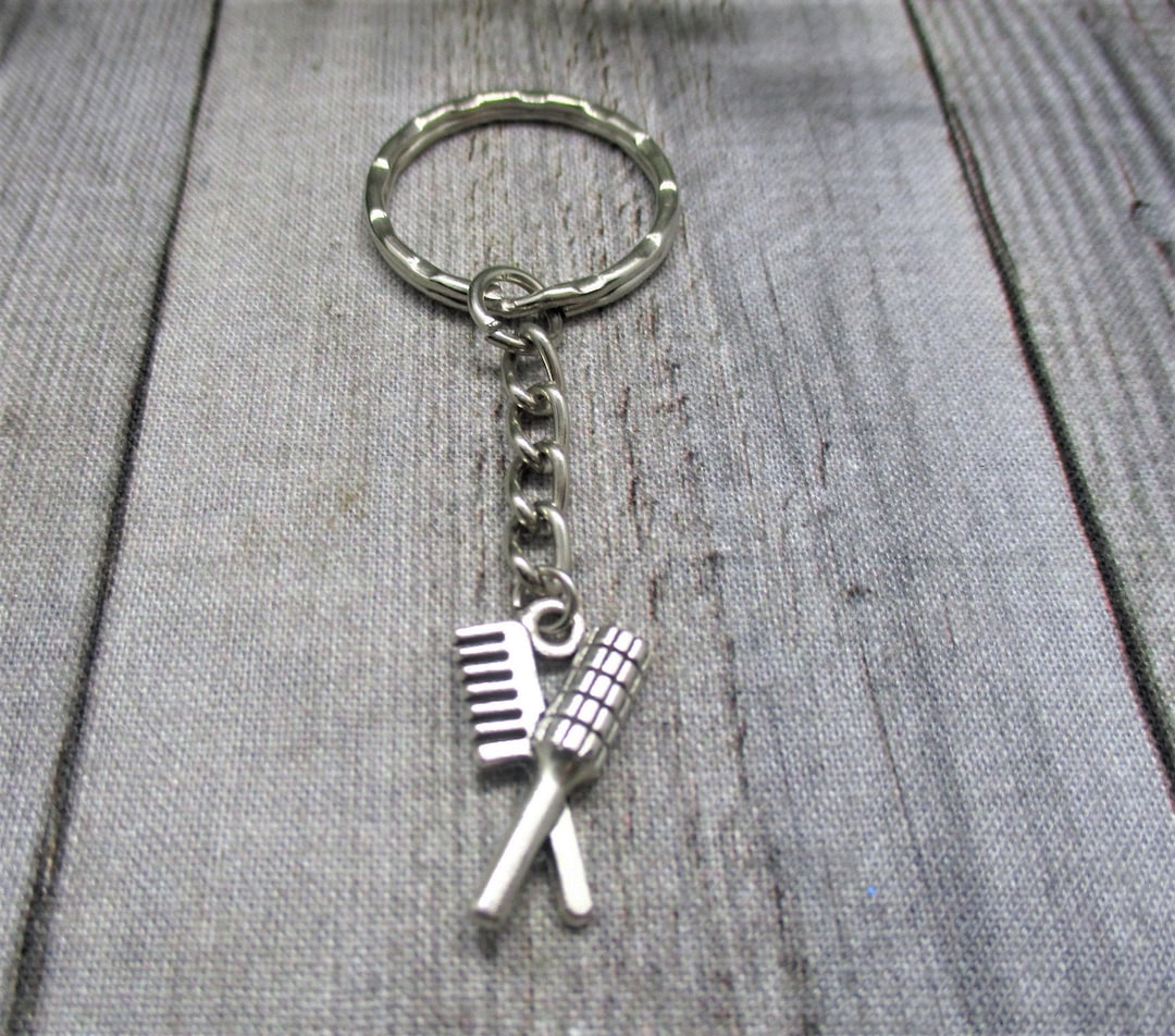 Hairbrush Keychain Brush and Comb Keychain Hairdressers Etsy