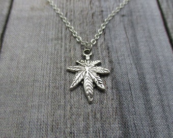 Pot Leaf Charm Necklace, Mary Jane Jewelry