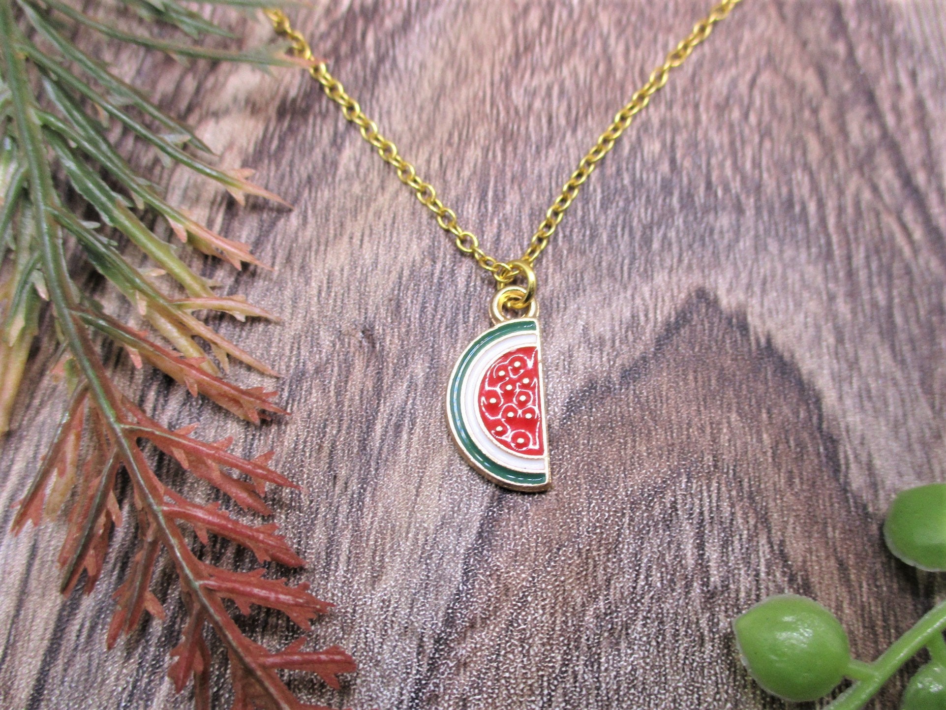 Watermelon Necklace Watermelon Slice Jewelry Fruit Necklace