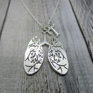 Human Lungs Necklace, Initial Science Necklace, Biology Necklace, Personalized Anatomy Necklace, Lungs Jewelry, Anatomy Jewelry Biology Gift