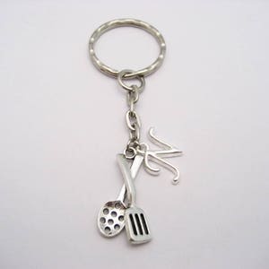 Spatula Keychain Cook Keychain Initial Spoon Keychain Foodie Gifts ...