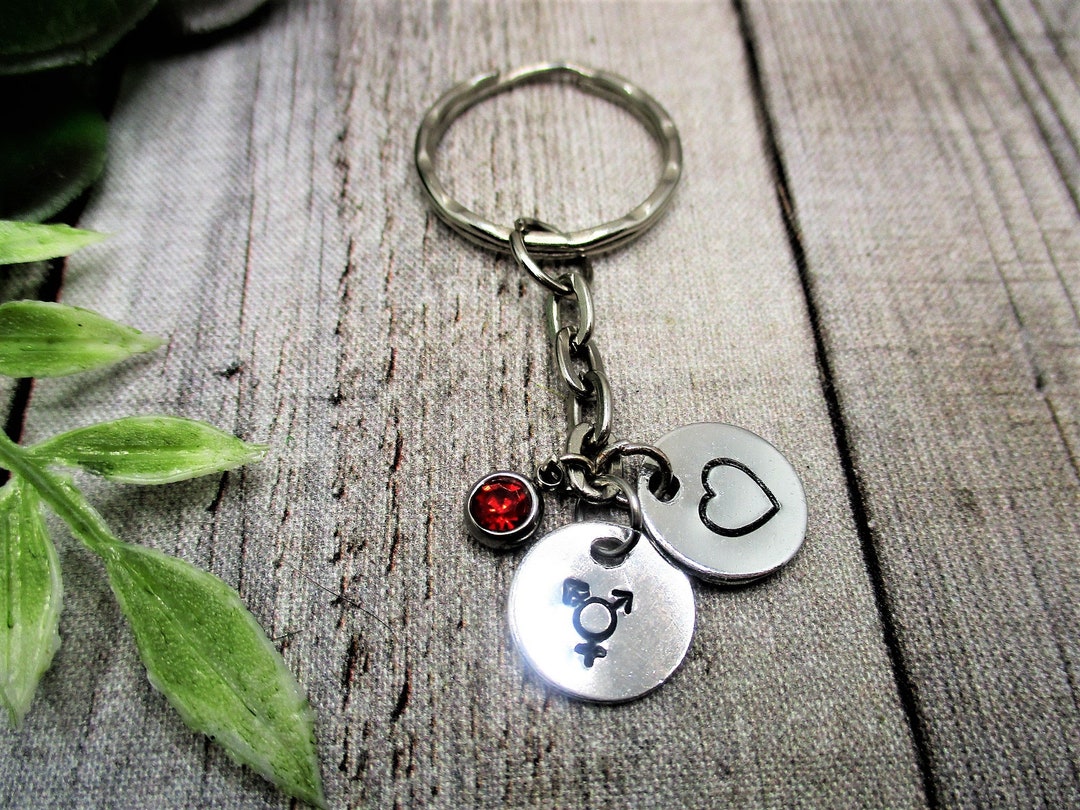 Trans Gender Symbol Keychain Initial Personalized Gifts Birthstone ...