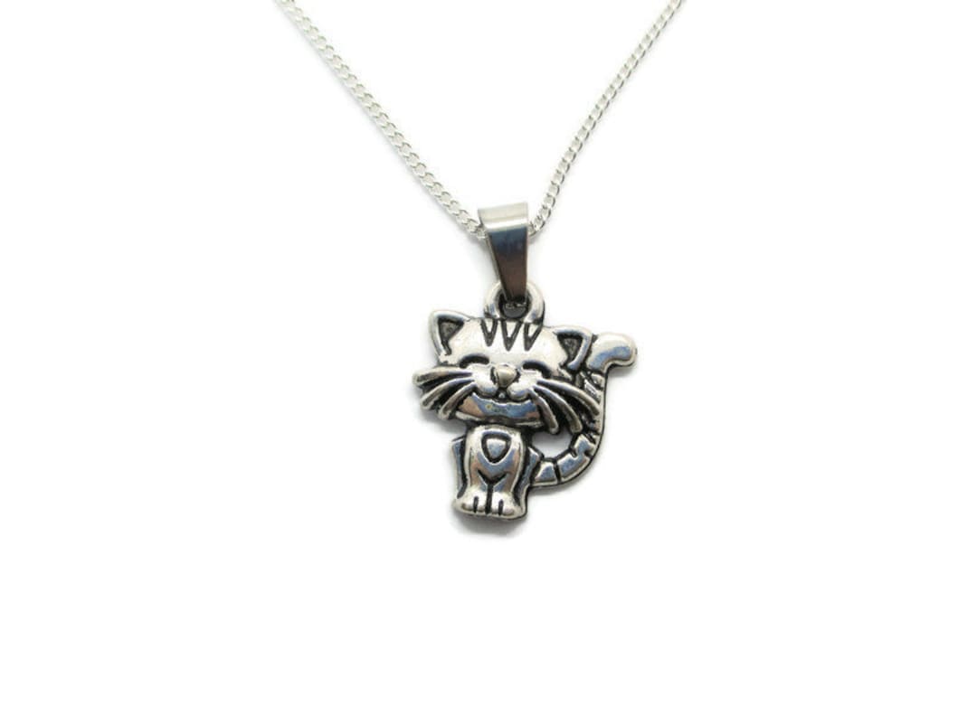 Cat Necklace Tabby Cat Charm Necklace Pet Lover Necklace Cat Jewelry