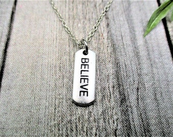 Believe Necklace Motivational Jewelry Gifts  Believe Jewelry Believe Charm Necklace With Words