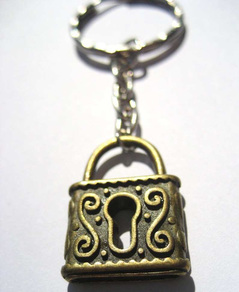 Lock Keychain Lock Key Chain Bronze Lock Keychain Unisex Gifts Etsy