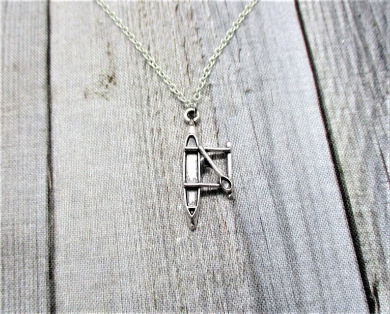 Canoe Necklace, Outrigger Canoe Necklace, Outdoors Adventure Necklace, Canoe Jewelry, Paddler Necklace, Outdoor Sports Necklace image 1