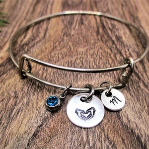 Heart Hands Charm Bracelet W/ Birthstone Bracelet Personalized Gifts For Girlfriend Best Friend Heart Hands  Jewelry Gift for Her
