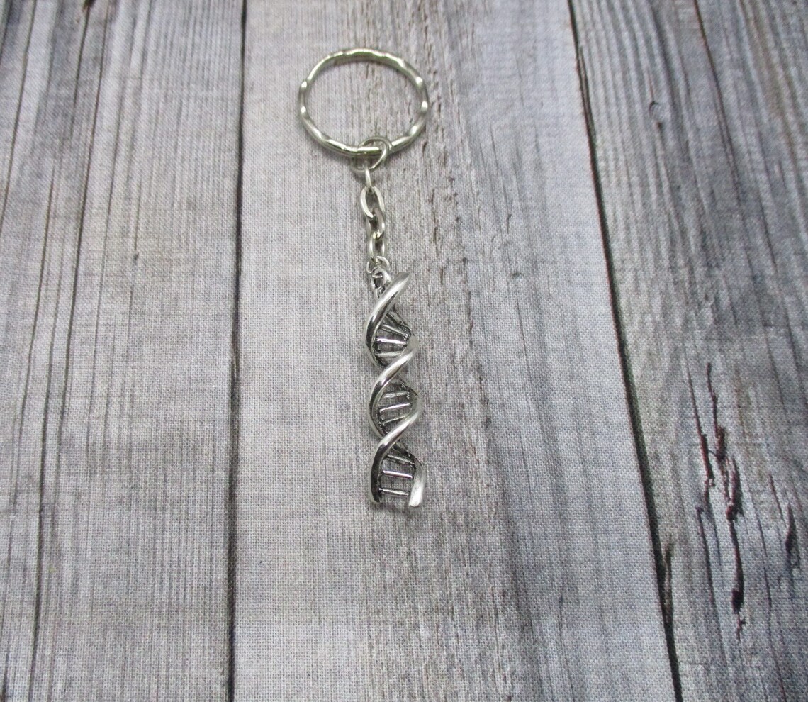 DNA Keychain Science Keychain Double Helix Keychain Biology Etsy