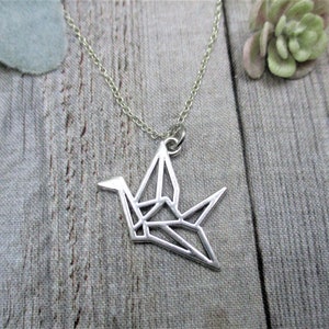 Origami Crane Necklace Origami Crane Jewelry  Gifts For Her/ Him