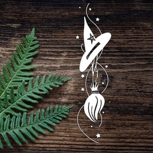 Witchcraft Vinyl Decal For Bumper Sticker, Laptop, Cars, Tumbler Cup, Mug, Pentacle Witchcraft Sticker Broom Witch Hat  Decal