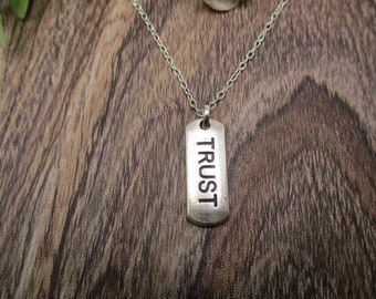 Trust Necklace Motivational Jewelry Gifts  Trust Jewelry Trust Charm Necklace With Words