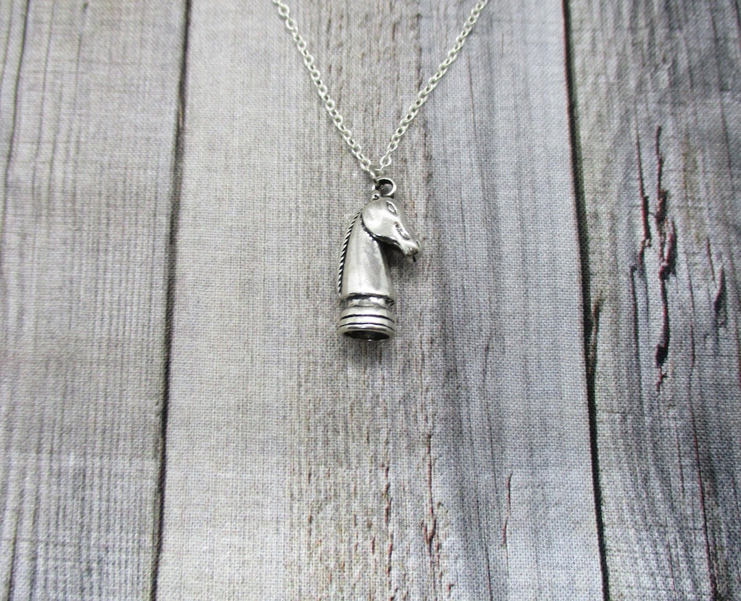 Knight Necklace Knight Chess Piece Necklace, Chess Player Gift, , Chess