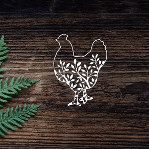 Floral Chicken Decal For Water Bottle Sticker Cup Sticker Laptop Decal Car Decal Tumbler Vinyl Hen Decal Wood Sign Decal