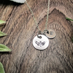 Dragonfly Necklace Personalized Gifts Letter Initial  Gifts For Her / Him Dragonfly Jewelry