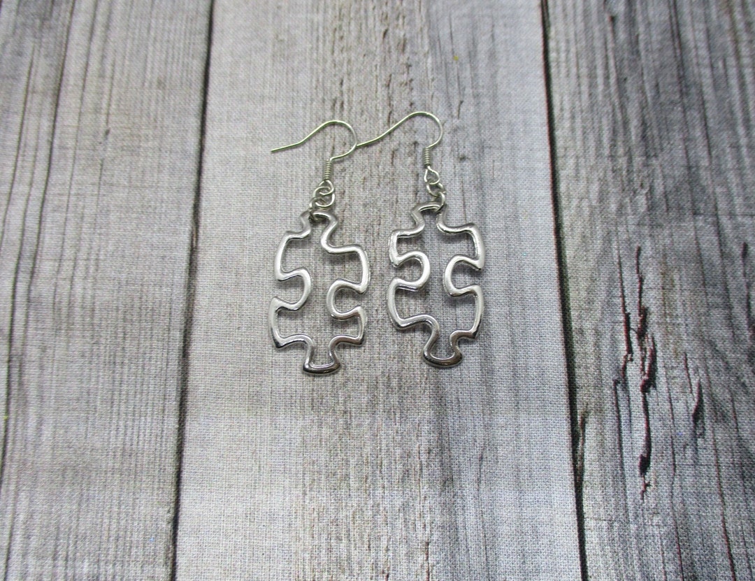Puzzle Piece Earrings Puzzle Earrings Jigsaw Puzzle Piece Earrings