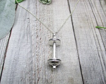 Dumbbell Necklace Weight Lifting Gifts For Him / Her Workout Jewelry Dumbbell Jewelry