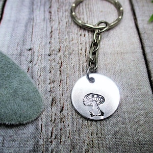 Mushroom Keychain Hand Stamped Keychain  Cottagecore Gifts For Her