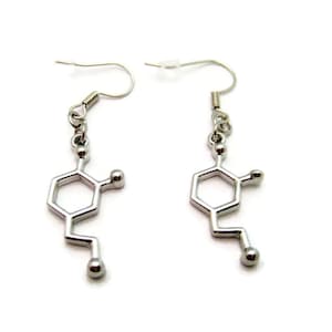 Dopamine Earrings, Molecule Earrings, Science Earrings, STEM Earrings, Chemistry Earrings, Dopamine Jewelry, Science Jewelry