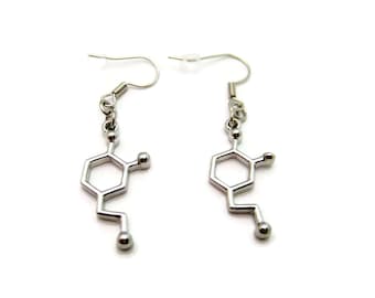 Dopamine Earrings, Molecule Earrings, Science Earrings, STEM Earrings, Chemistry Earrings, Dopamine Jewelry, Science Jewelry