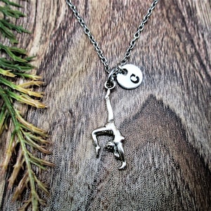 Gymnast Necklace  Personalized Gifts Acrobat Necklace  Initial Sports Jewelry Gifts For Her