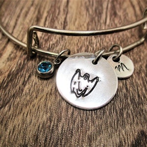 Ghost Bracelet W/ Birthstone Bracelet Initial Ghost Jewelry Gift for Her Halloween Jewelry Spooky Gifts