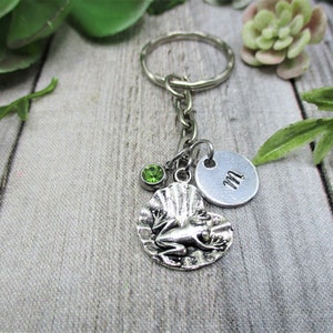 Llavero de rana personalizado llavero estampado a mano llavero personalizado Lilly Pad llavero regalos para su regalo de los amantes de la rana